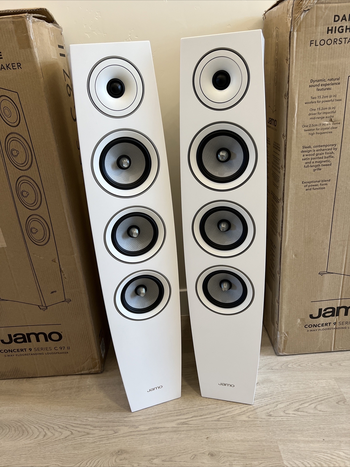 Pair of Concert 9 SerieS Jamo C97 II Floorstanding Speakers White