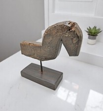 Antico di Legno Testa di Cavallo Busto Figurina Originale Vecchio Mano