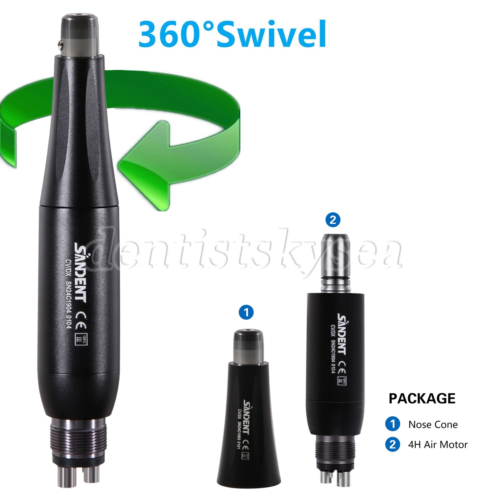 360° Swivel Dental Hygiene Prophy Handpiece Air Motor 4 Holes W/ 41