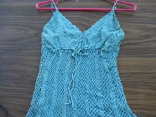 Blue Girls Small Dress Crochet Knitted Needle Point Style