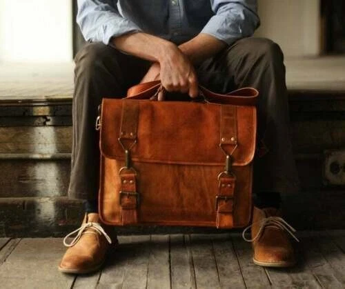 Leather Vintage Laptop Bag Satchel Genuine Men's Handmade Messenger Briefcase