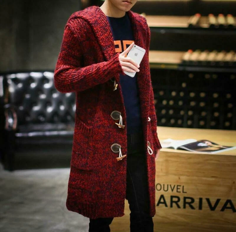 Hooded coat cardigan sweaters for clearance men