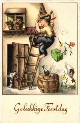 CPA AK Boy Falling Down from a Ladder CHILDREN (1292627)