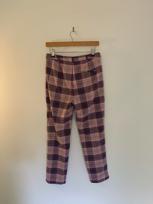 M\u0026S PURPLE CHECK STRAIGHT LEG CROPPED 