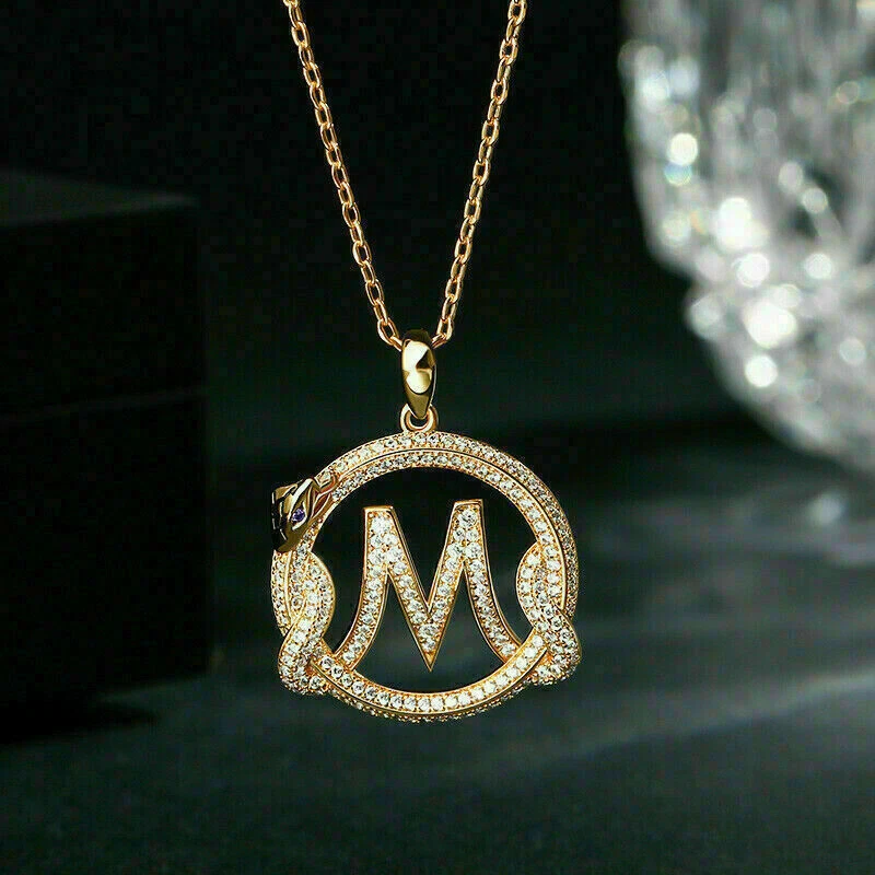 Gold-Toned M-Shaped Pendant With Chain