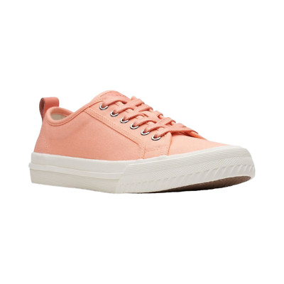 Womens Clarks Roxby Lace Sneakers - Coral Canvas, Size 8 Medium [261 64984]