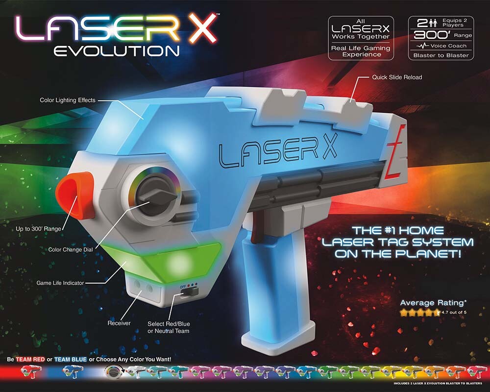 Laser X Evolution B2 Blaster 2-Player Laser Tag Set - 300ft Range, Sound  (88908)