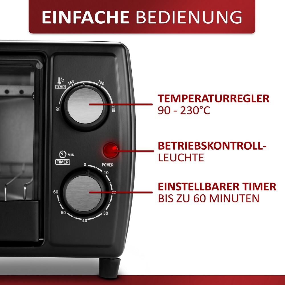 Mini Backofen 10 Liter Minibackofen Kleiner Backofen Pizzaofen Mini Oven