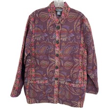 Koret Jacket Womens 16 W Paisley Floral Western Art To Wear Button Casual Pink