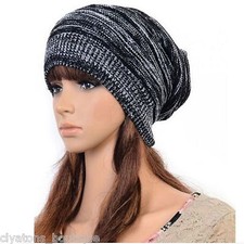 Mens Ladies Knitted Woolly Winter Oversized Slouch Beanie Hat Cap Unisex