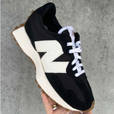 New Balance 327 Casual Women's Sneakers Shoes Black White Leather