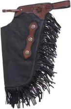 Black Softy Leather Western Chinks / Chaps Soft Quality Horse Trail Riding.