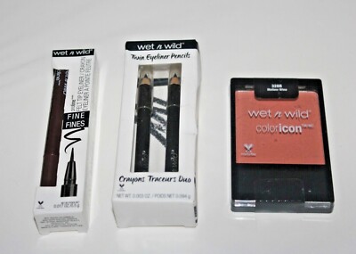 Wet N Wild Coloricon Blush # 328B & Twin Eyeliner #632 Lot Of 2 In Box + Gift 