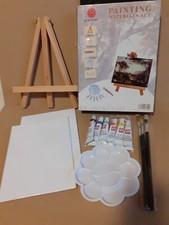 Kreativ-Set Malset Acrylfarben Pinsel Mischplatte Staffelei Holz bis ca 20x30 cm