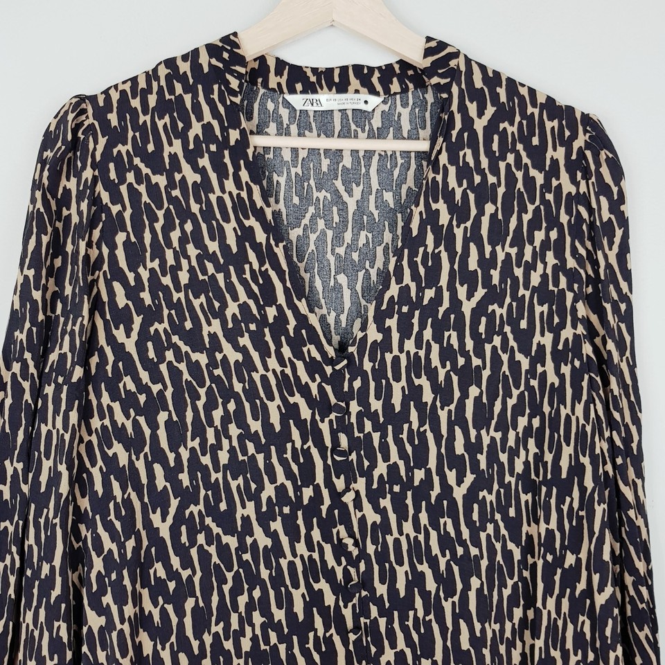 ZARA Womens Long Sleeve Animal Print Dress [ Size XS or AU 8 ] eBay