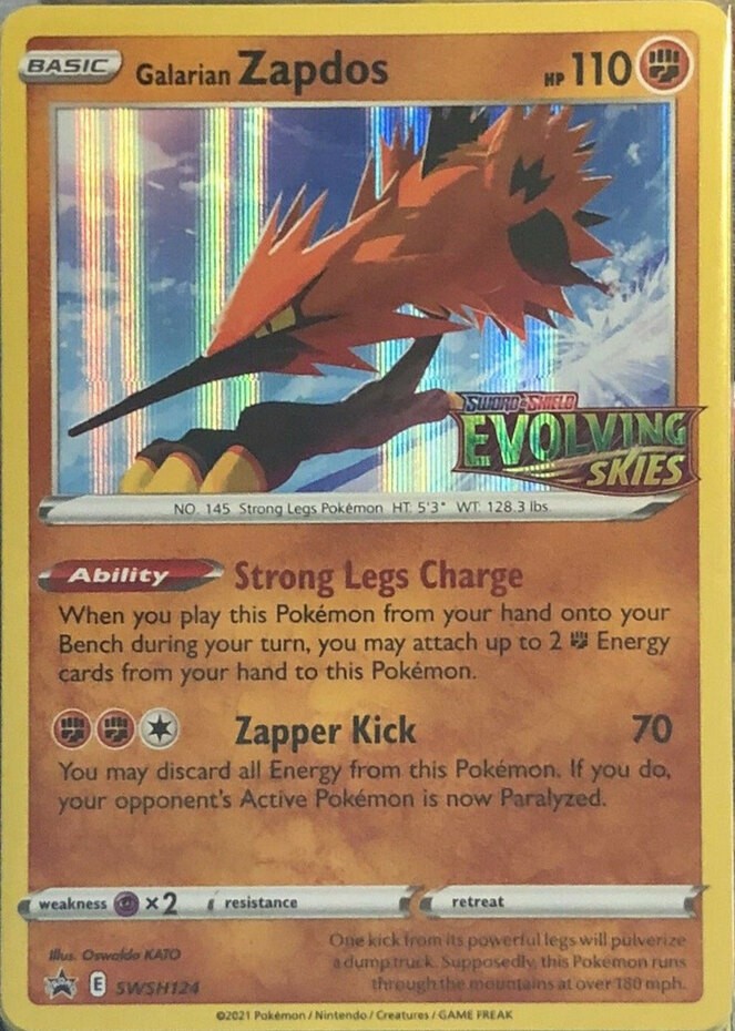 Galarian Zapdos - SWSH124 - Prerelease Promo LP, English Pokemon Promos