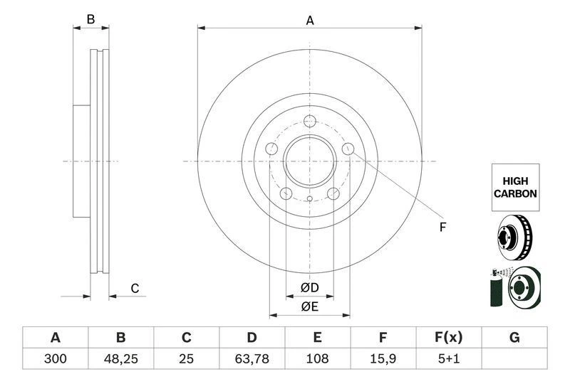 2x discos de freno delanteros BOSCH 300 mm de diámetro exterior para Ford Transit Connect Foto 2 de 2