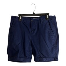 Old Navy Womens Shorts Adult Size 12 Bermuda Blue Cuffed Pockets 7" Inseam