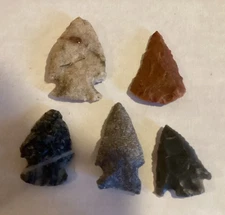 5 Authentic Indian Native American Arrowheads Artifact