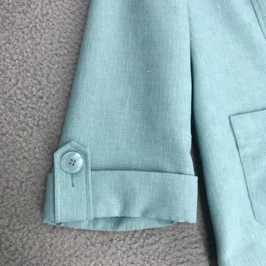 Traje Pantalón Alfred Dunner 2 Piezas Talla 14P Cintura Elástica Verde Azulado Chaqueta/Pantalones Negros Foto 4 de 4