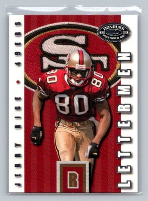 2000 Donruss Preferred QBC Lettermen #LM24 Jerry Rice HOF /1000 Letter "R" 49ers