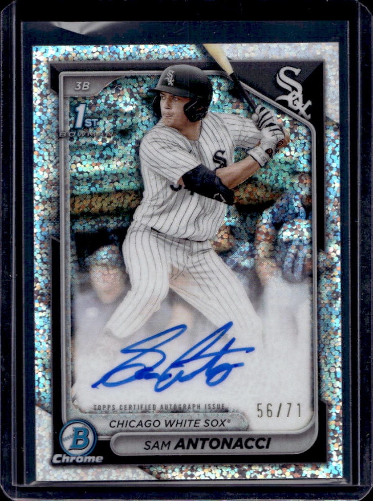2024 Bowman Draft Sam Antonacci Chrome Auto Sparkles Refractor 1st #56/71