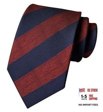 Men's Striped Gingham Check Pattern Ties Business Formal One Size Navy Red