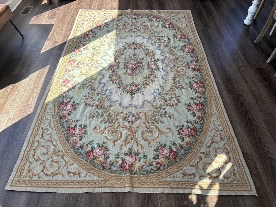 Alfombra oriental floral tradicional tejida/tejida a mano - estilo Bridgerton Foto 2 de 4