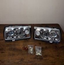 In Pro Abm Dual Projector Headlights Vw Jetta Ii Mk2 Glass Lens H7 Chrome Pair