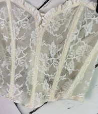 Vtg Victoria's Secret Gold Label 70's Ivory Lace Corset Bustier 34 USA Coquette