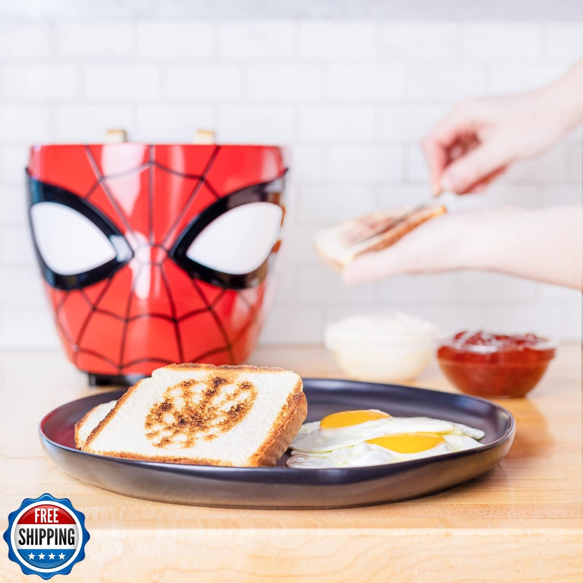 Uncanny Brands Marvel's Spiderman Halo Toaster Toasts Spidey s