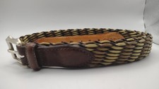 Martin Dingman Newport Woven Belt Mens 36 / 90 Braided Elastic Leather USA Made