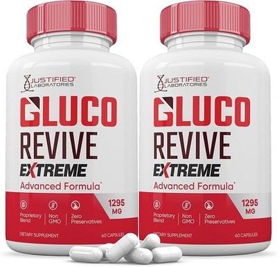 (2 Pack) Gluco Revive Extreme 1295MG Pills Glyco Support Advanced Formula 2 Pack