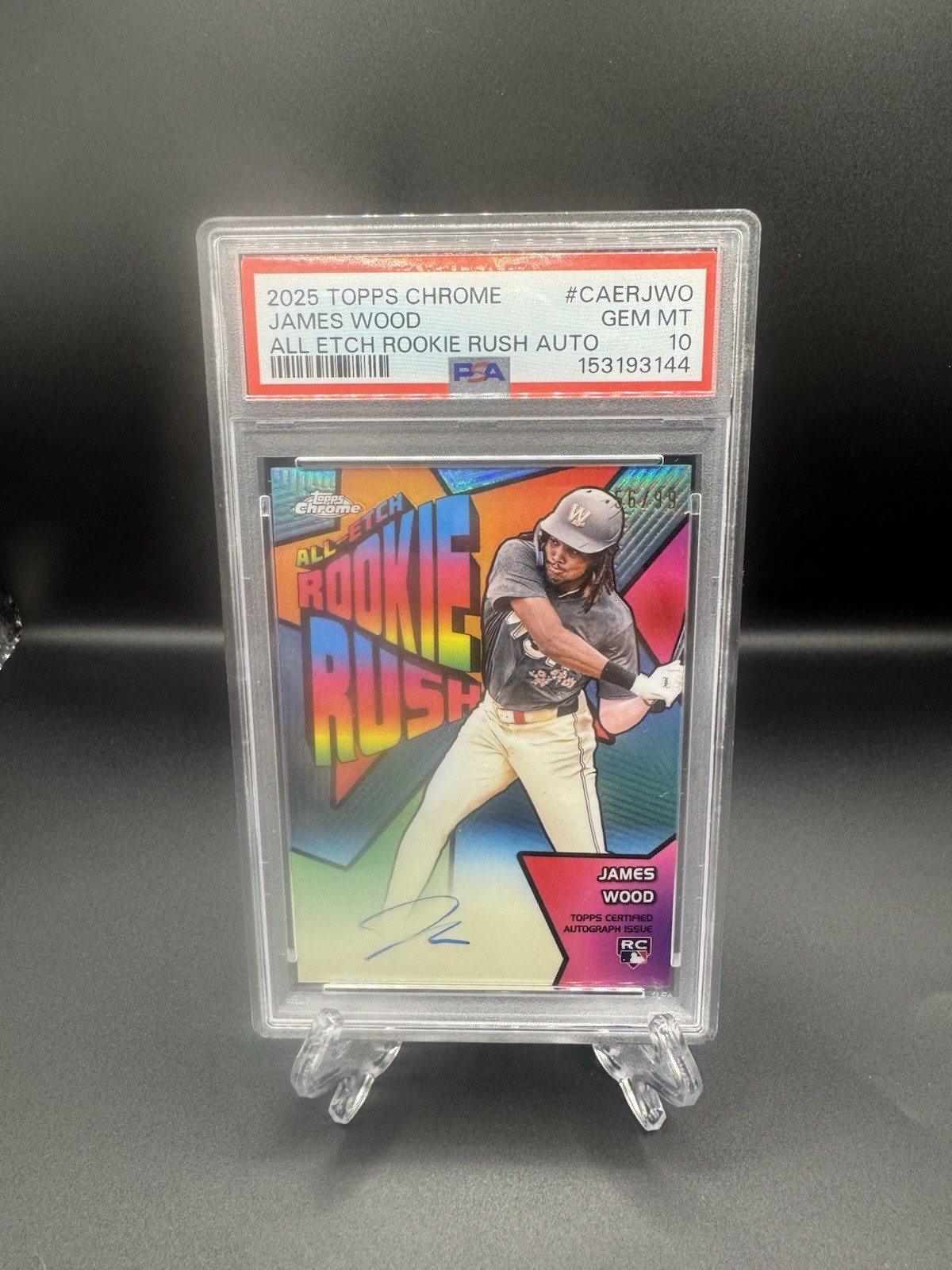 2025 Topps Chrome - James Wood - All-Etch Rookie Rush /99 Auto PSA 10🔥HOT🔥