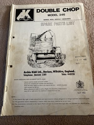 Kidd Double Chop Modell 346 Ersatzteilliste
