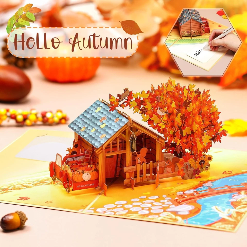 Teling 3D Fall Thanksgiving Pop up Card Thank You Greeting Card with Envelope He - Image 2 of 4
