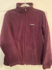Columbia Women s Fleece Jacket Logo Medium Plum Full Zip Pockets NWOT