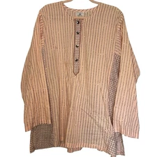 Market Place Dignity Not Charity Size 2X Peach Brown Cotton Tunic Long Sleeves