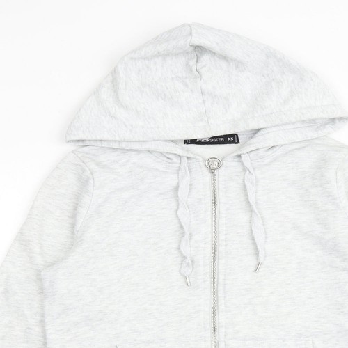 FB Schwester Damen Hoodie grau Baumwolle Full Zip Größe XS Reißverschluss - Bild 3 von 4
