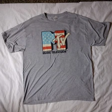 Brisco Brands T-shirt Unisex 2XL Gray "MTV" Short Sleeve