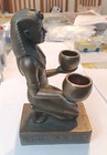 Egyptian Figurine Kneeling Pharaoh Candlestick Holders 7" Tall Only One! — photo 9
