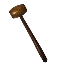 Vintage lata 70. Drewniany młotek ręcznie toczony Lekkie narzędzie rzemieślnicze 8,5" Uchwyt