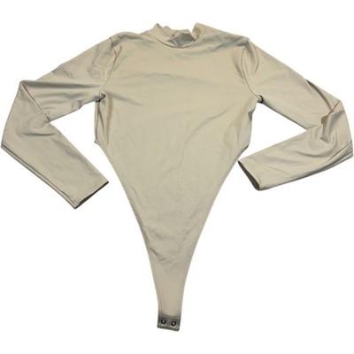 Abercrombie & Fitch Women's Size Med Cream/Beige High Neck Long Sleeve Bodysuit