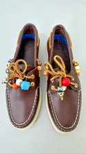NEW Sperry Top-Sider 2-Eye Boat Shoes Brown Leather Beaded Women's 7 M Custom