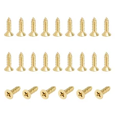 24 Pcs Solid Brass Wood Screws M4 x 16mm Flat Head Self-Tapping Wood Screw