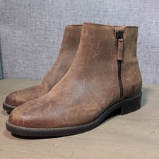 FatFace Aria Dark Brown Leather Zip Detail Ankle Boots - EU 39 / UK 6