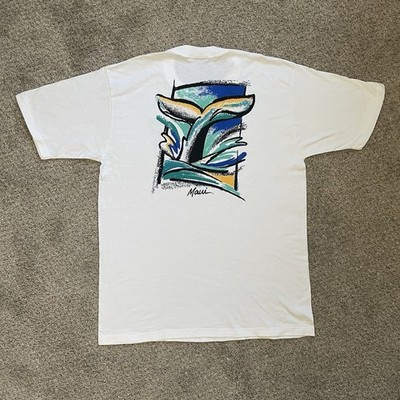 Vintage 90s Hawaii Whale Graphic T Shirt Large Men Crazy Shirt