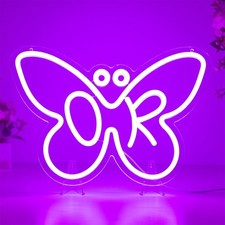 Butterfly OR Purple Neon Sign, Decoration Dimmable Light for Fans, Bedroom, K...