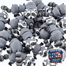 20 PCS Articulated Mini Raccoon Toy 3" USA Made, Trash Panda Fidget Desk Pet