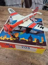 Vintage Tin Airplane Toy ML 205 Friction Japan w/ Box 1950s Litho Plane Retro